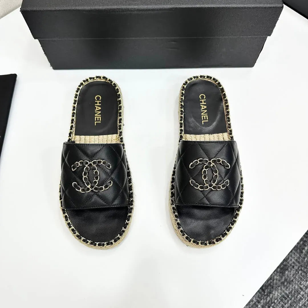 Runway Edition Leather-Patch Woven Sandals