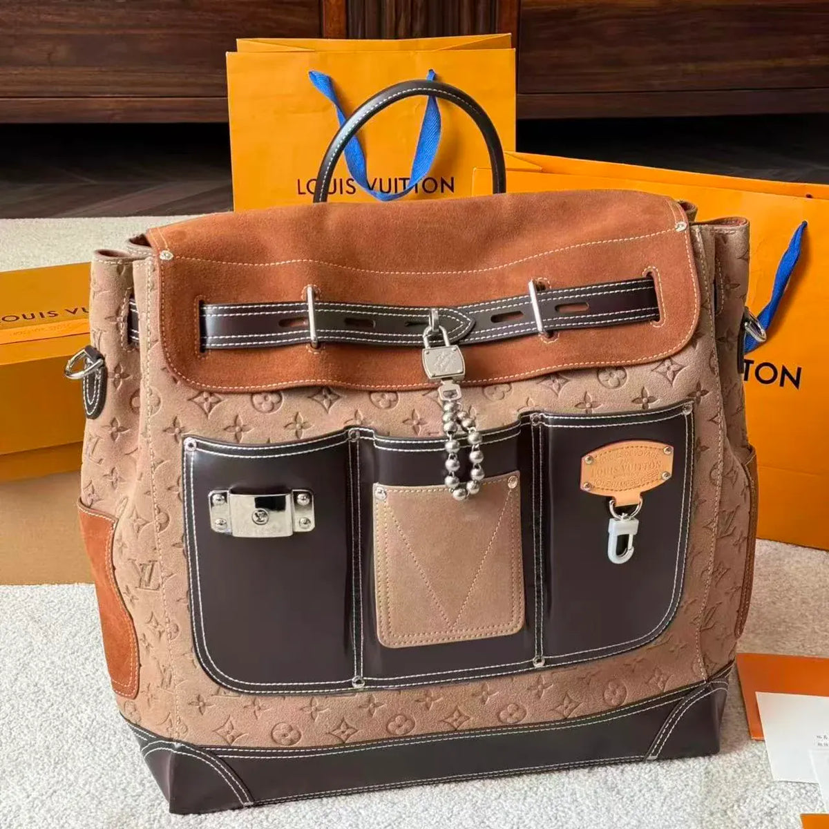 Canvas and Leather Patchwork Bag
