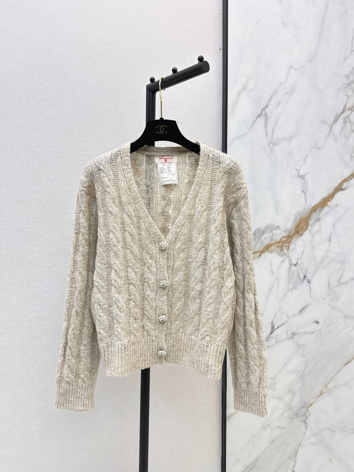 Cable Knit V-Neck Cardigan