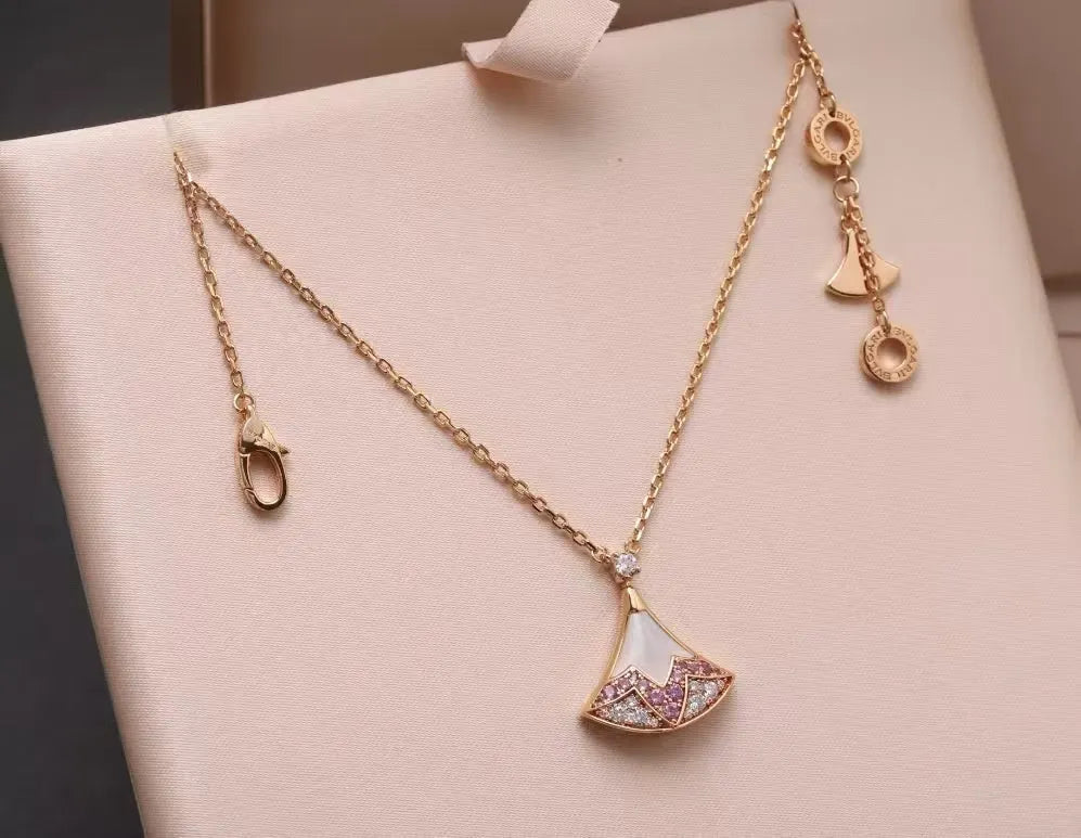 Colored Diamond Inlay Mother-of-Pearl Necklace
