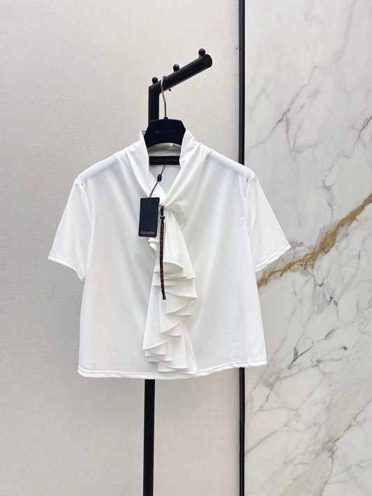 Layered Frill Elegant Short Sleeve Shirt