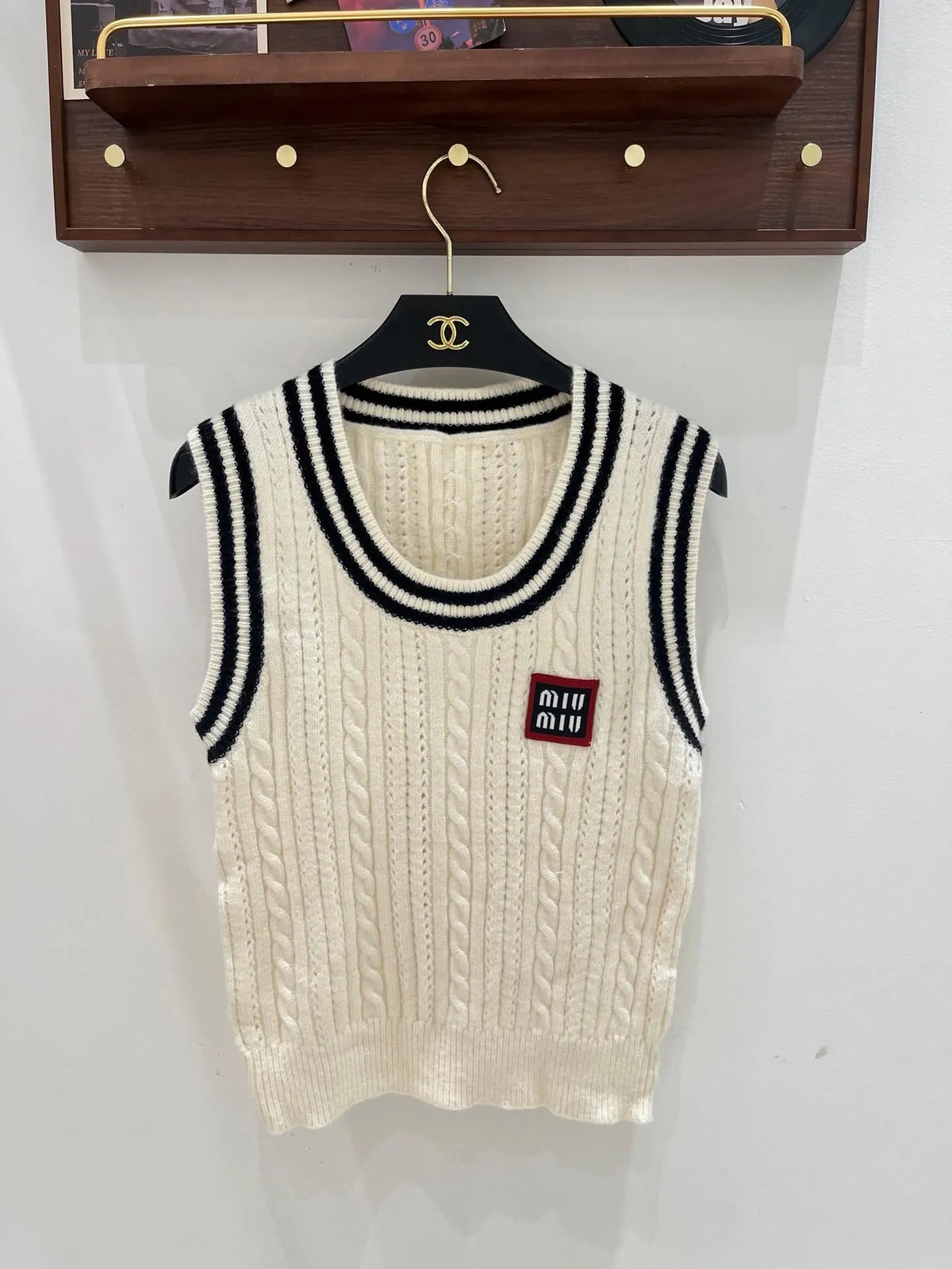 Cable Knit Striped Vest