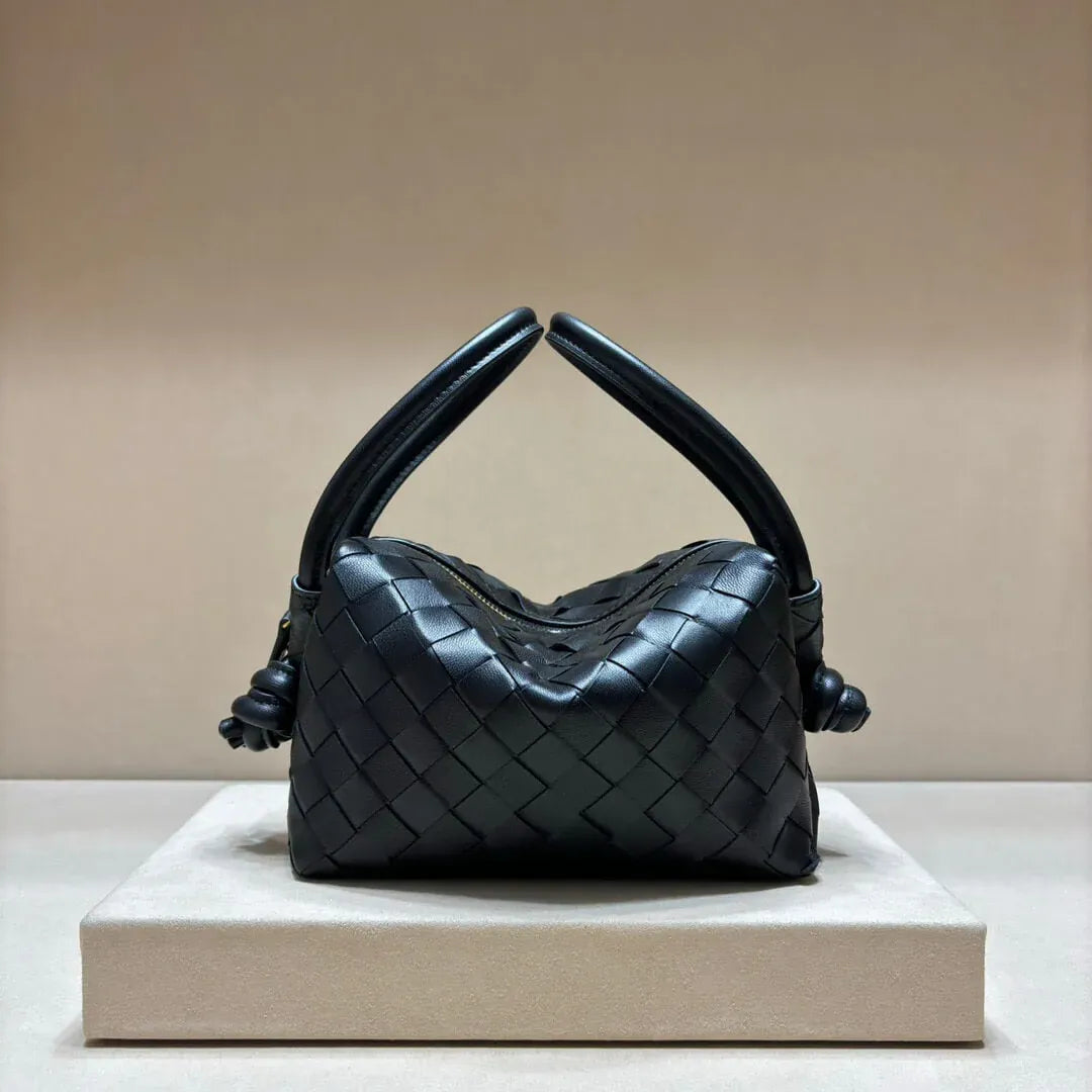 Elegant Leather Woven Double Ring Buckle Hand-held Shoulder Bag