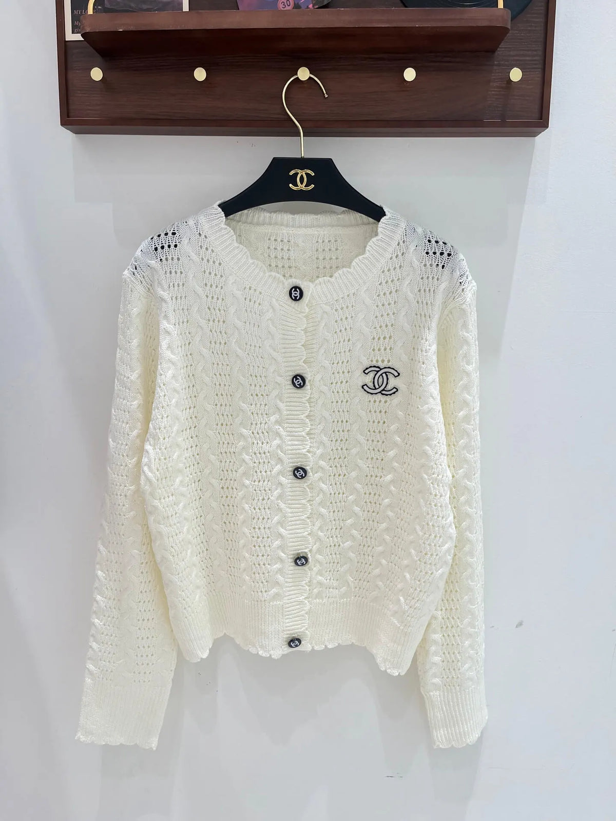 Scalloped Hollow Knit Cardigan