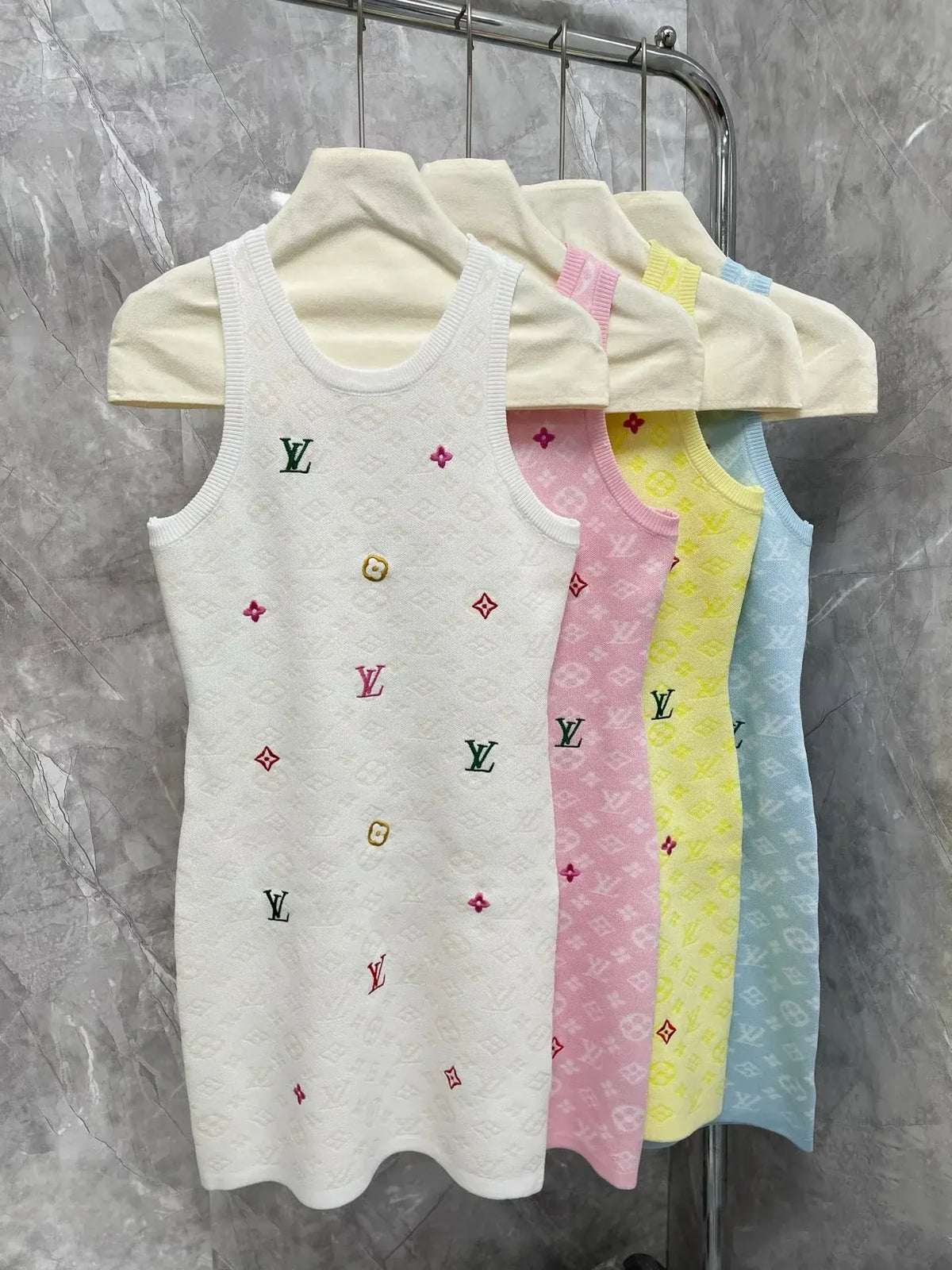 Candy Color All Over Print Knit Dress