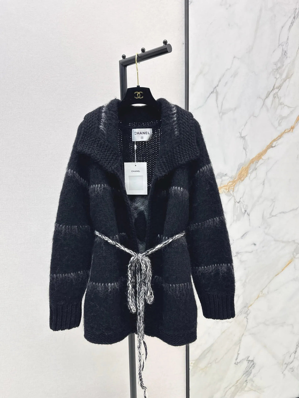 Lapel Mohair Mid-length Cardigan