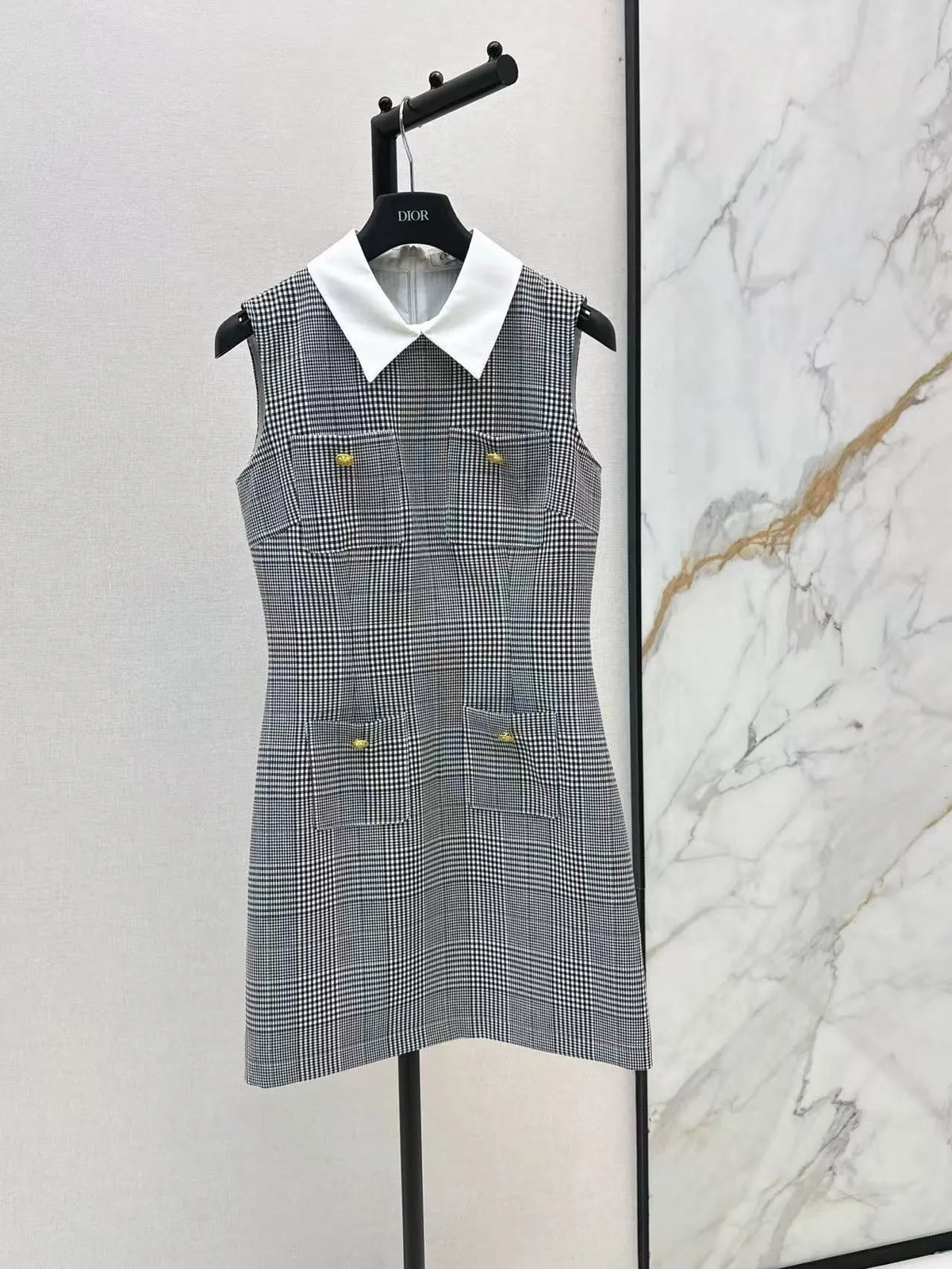 Collared Plaid Tank Dress