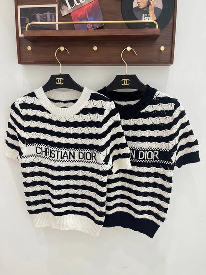 Letter Pattern Knit Top