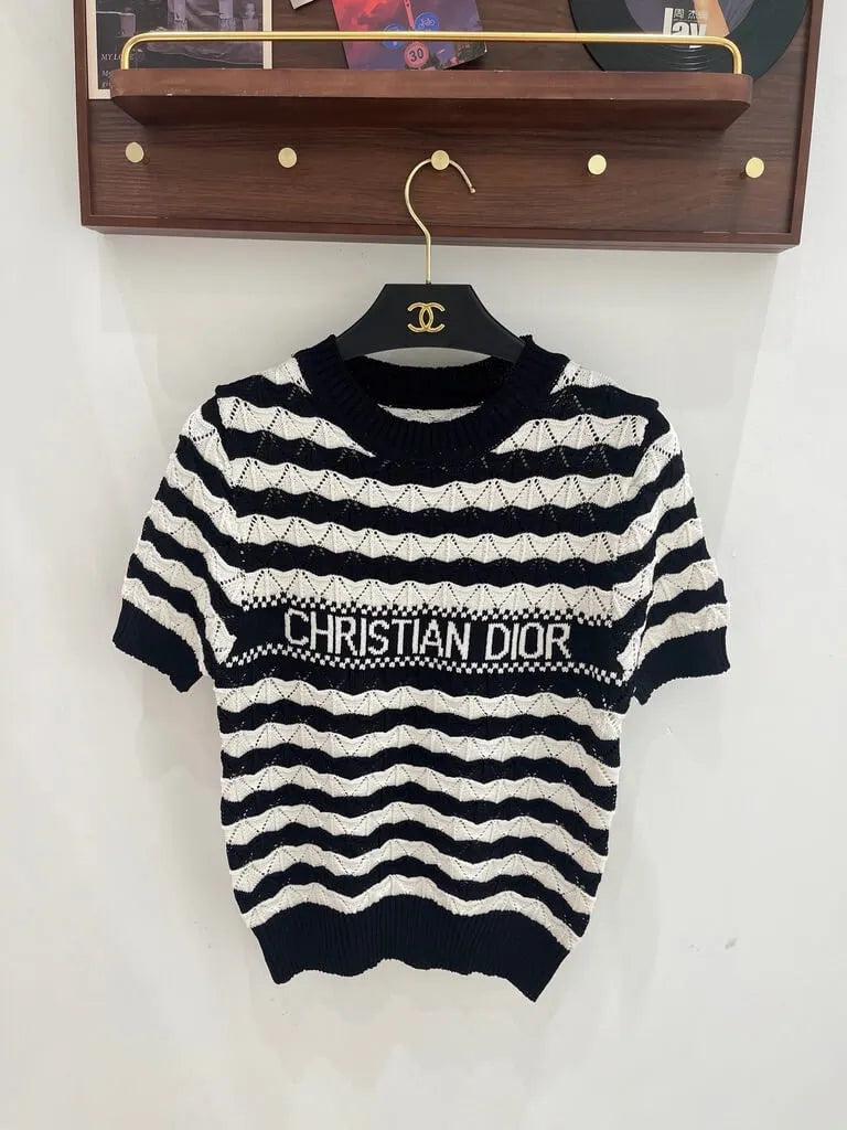 Letter Pattern Knit Top