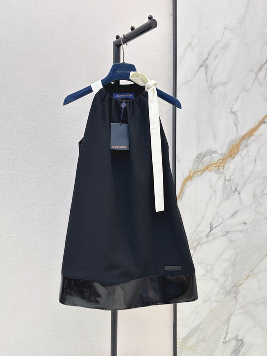 Contrast Tie Halter Loose Dress