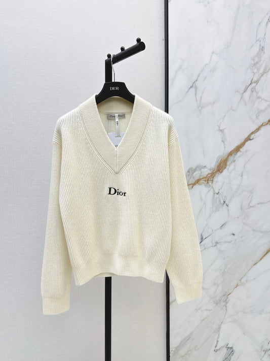V-neck Ribbed Knit Sweater