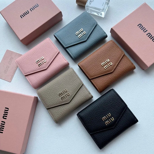 Multi-Color Grained Leather Short Wallet