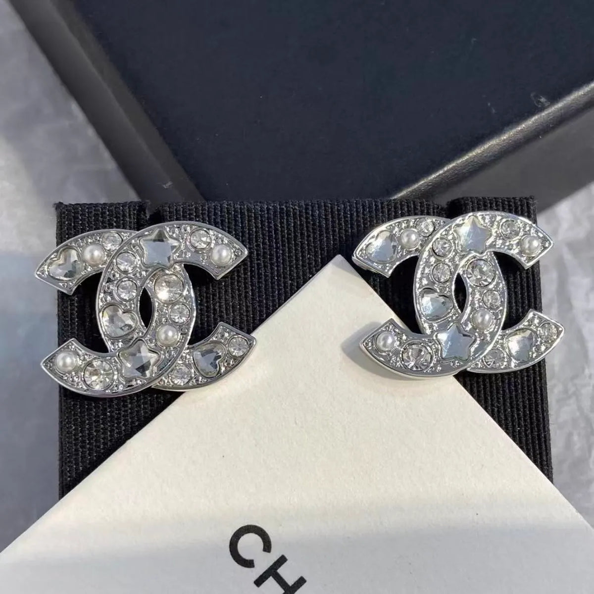 Star and Heart Crystal Earrings