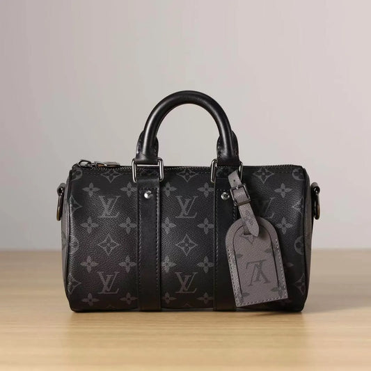 Black Classic Printed Handle Crossbody Bag