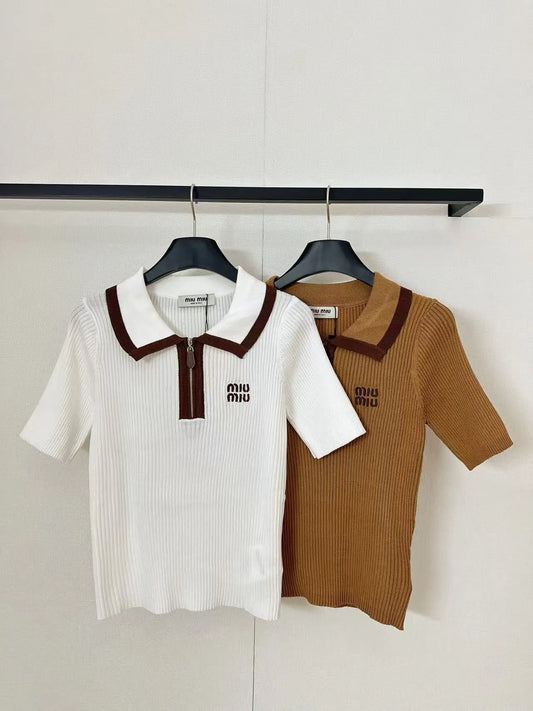 Half-Zip Collared Short Sleeve