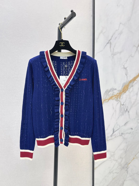 Stripe Button Front Knit Cardigan