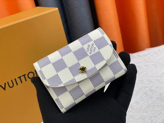 Purple and White Checkered Wallet