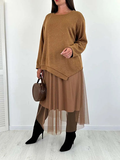 ✨New Arrival✨Batwing sweater + mesh skirt