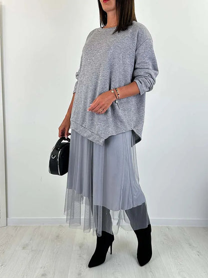 ✨New Arrival✨Batwing sweater + mesh skirt