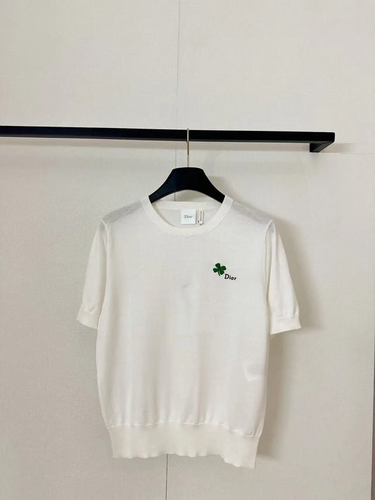 Four-Leaf Clover Embroidery Short Sleeve