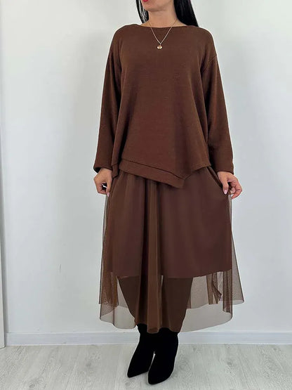 ✨New Arrival✨Batwing sweater + mesh skirt