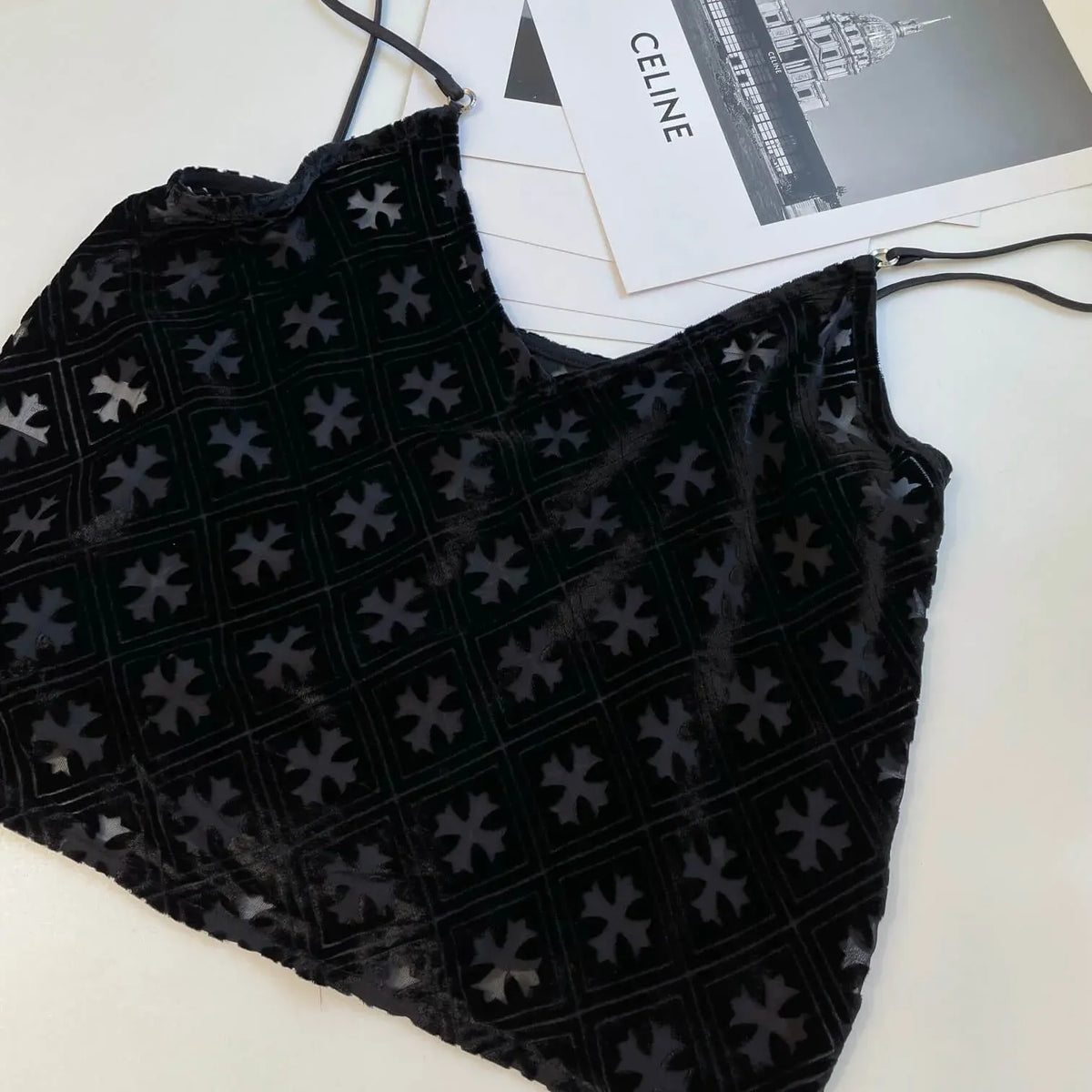 Velvet Cross Cut-Out Camisole Vest