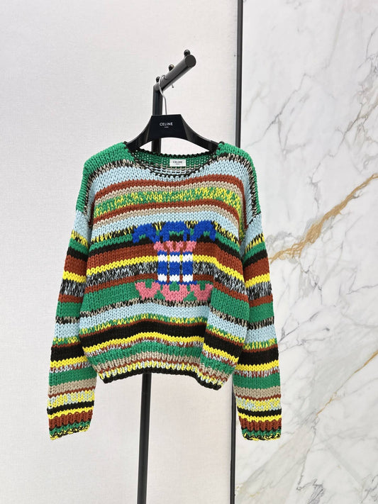 Multi Color Stripe Chunky Sweater