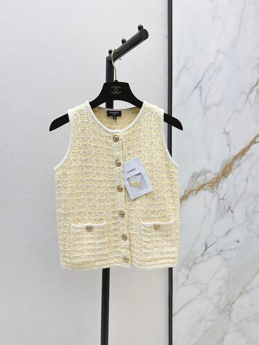 Textured Gold Button Knit Vest