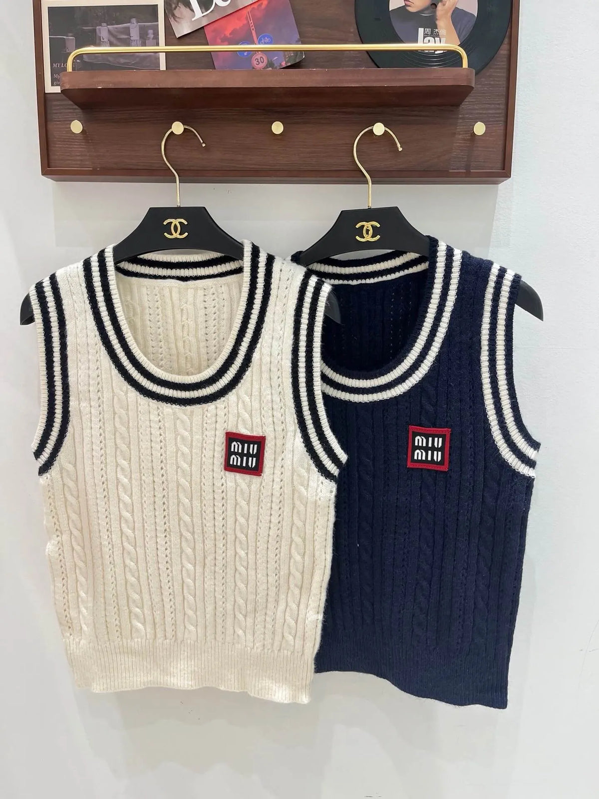 Cable Knit Striped Vest