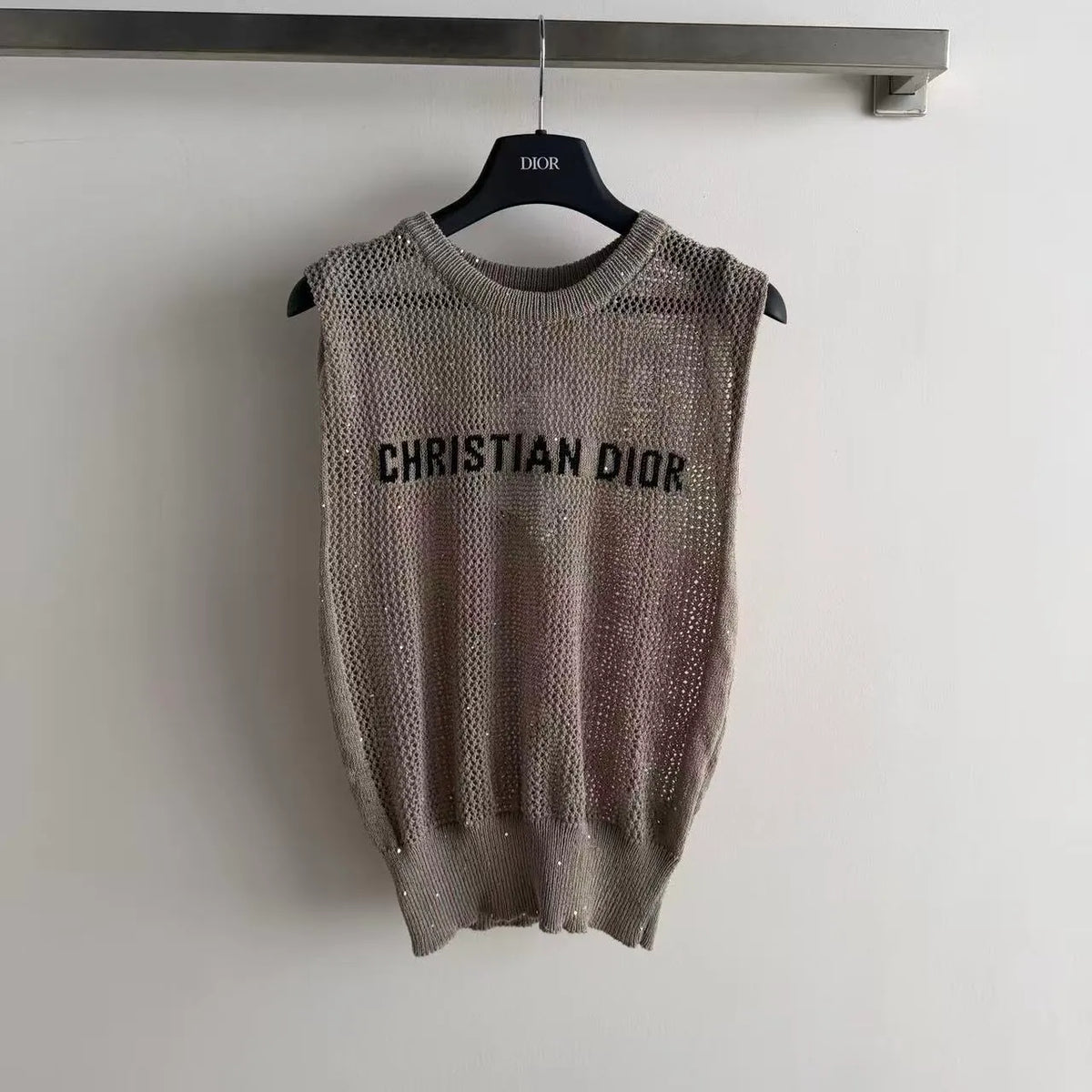 Cutout Letter Knit Tank Top