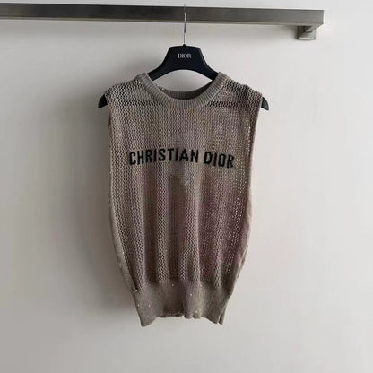 Cutout Letter Knit Tank Top