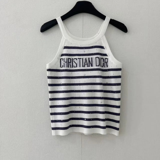 Rhinestone Stripe Detail Vest