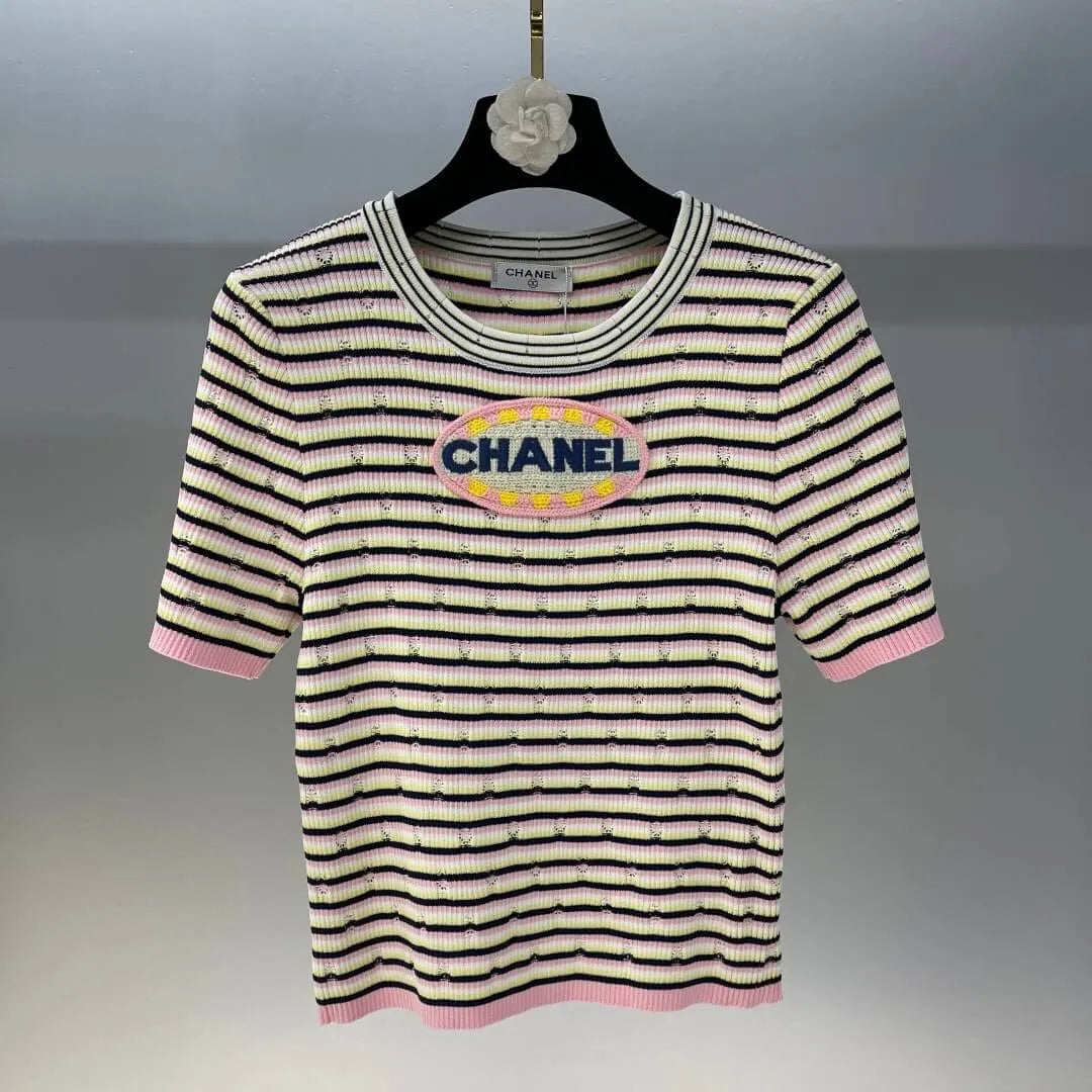 Letter Embroidered Colorful T-Shirt
