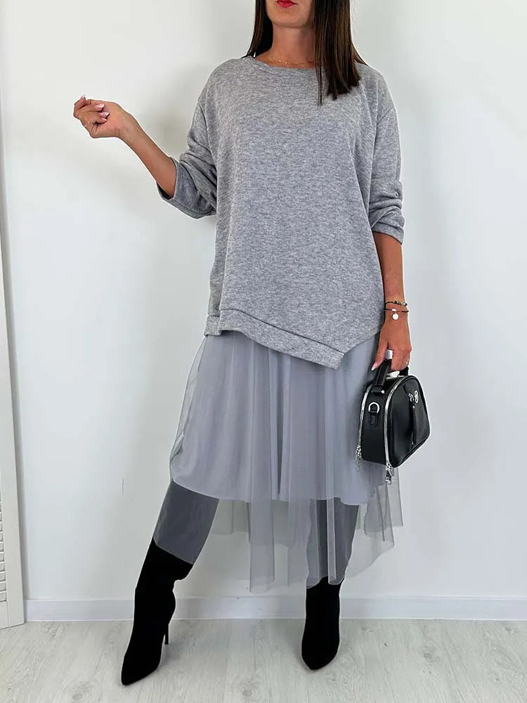 ✨New Arrival✨Batwing sweater + mesh skirt