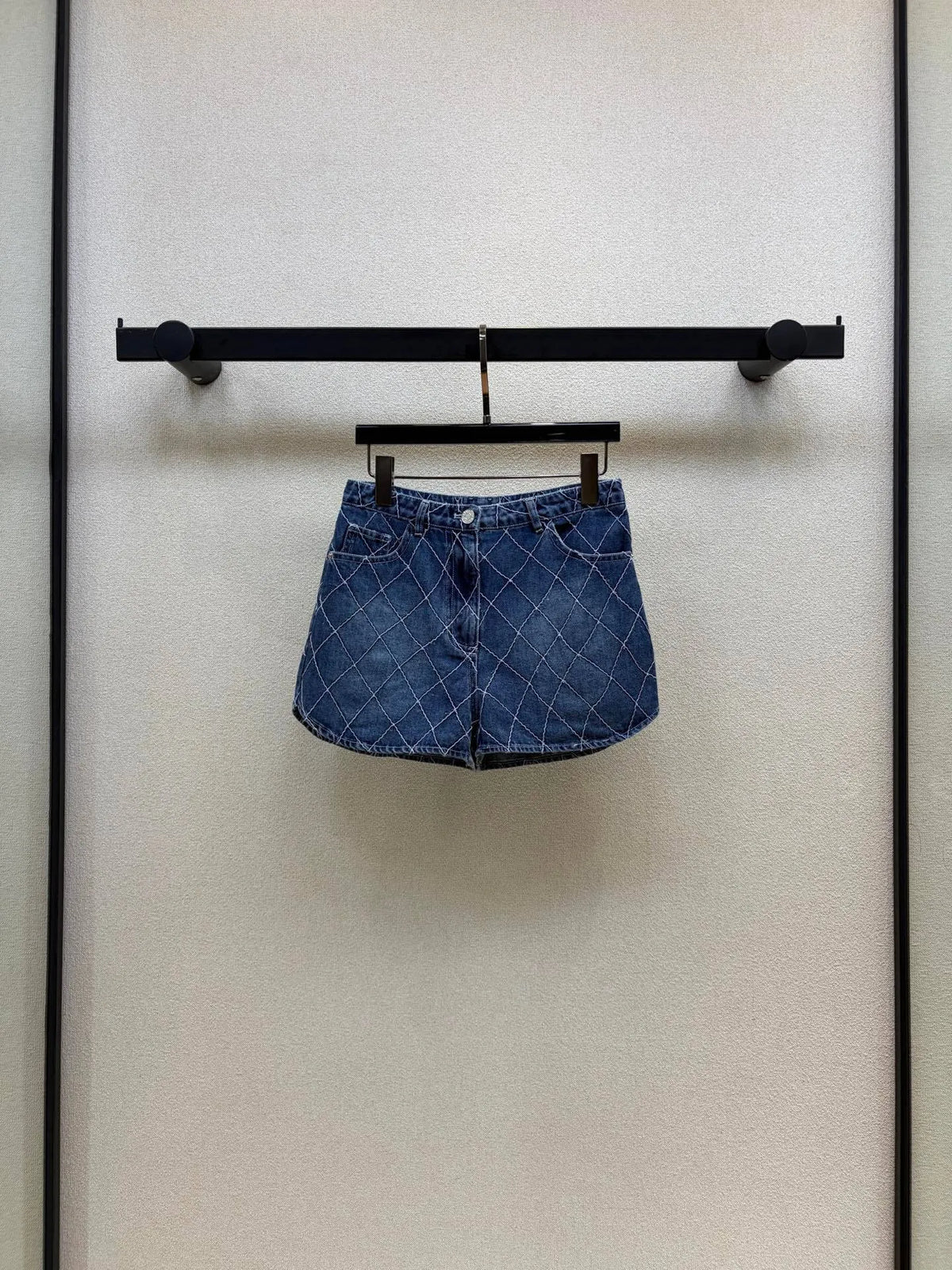 Diamond Stitch Denim Shorts