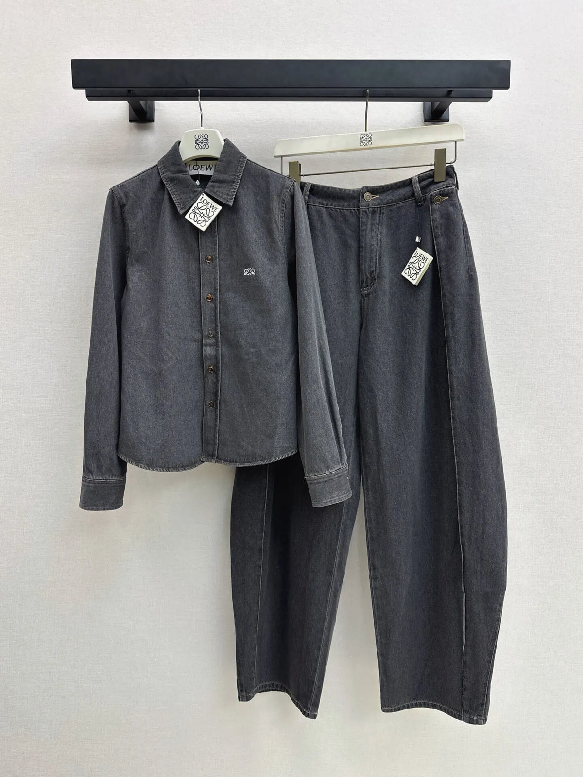 Cropped Shirt Wide Leg Denim Set