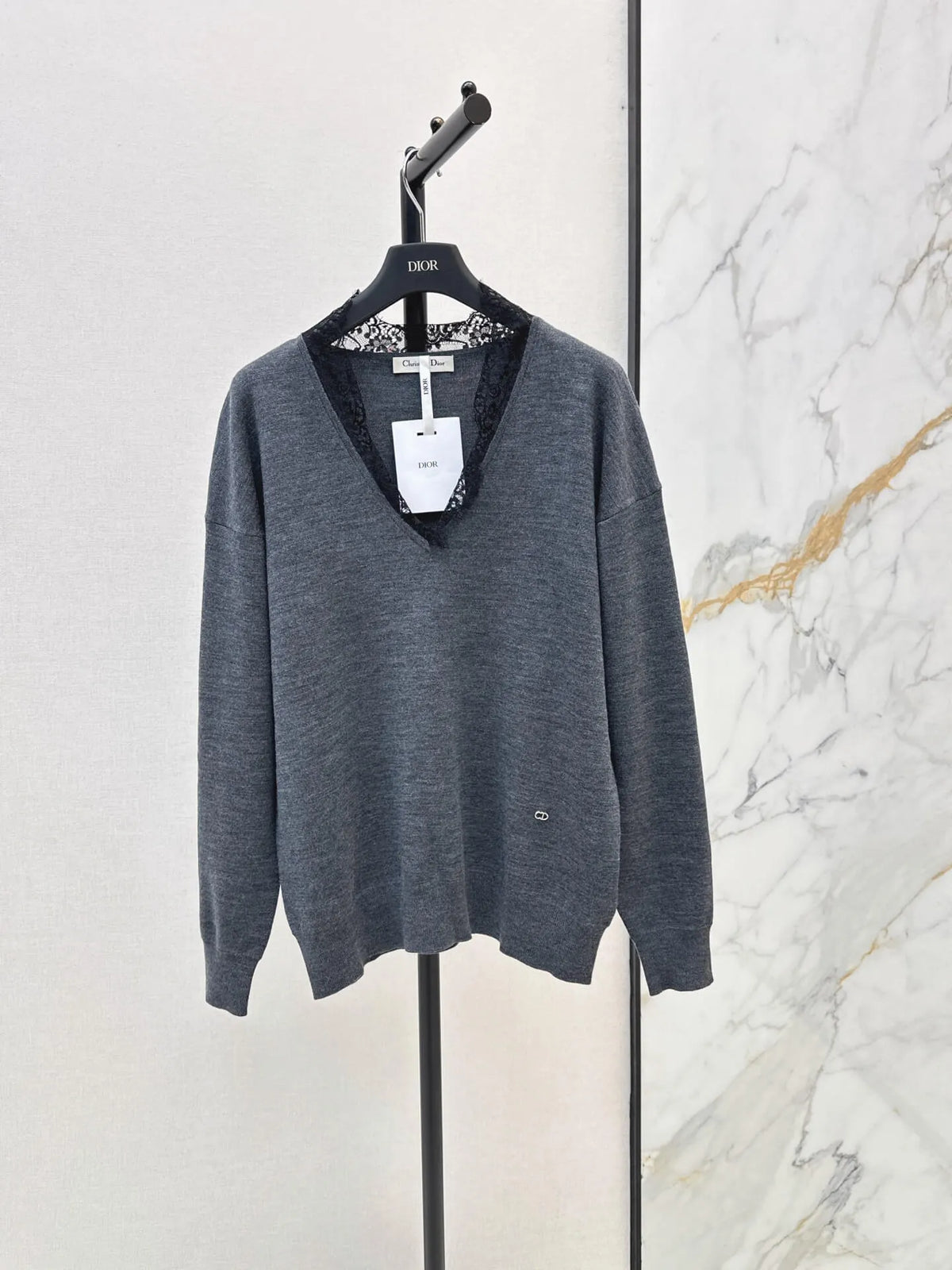 Lace V-neck Knit Top