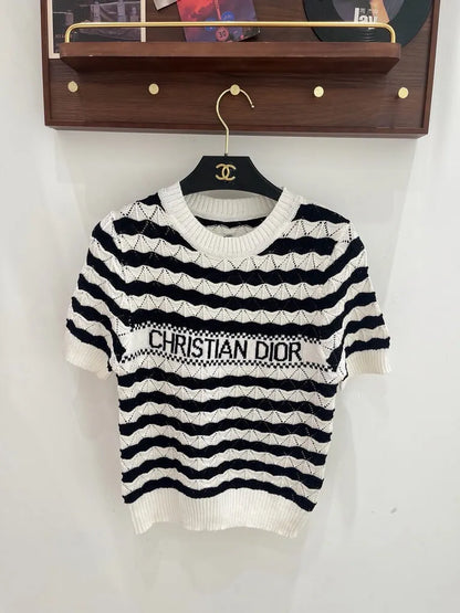 Letter Pattern Knit Top