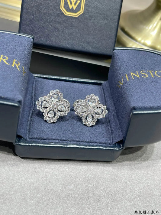 Full-Pavé Clover Stud Earrings