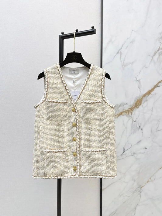 Apricot Textured Tweed Vest